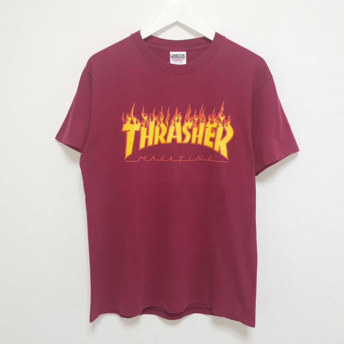 送料無料 M 90s THRASHER スラッシャー FLAME Tシャツ ONEITA VINTAGE 
