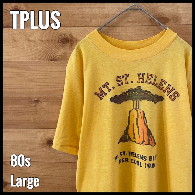 【TPLUS】80s Tシャツ プリント セントへレンズ山 シングルステッチ L ビンテージ US古着