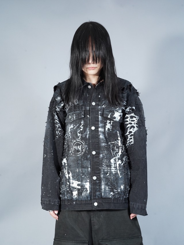 【RUPTIVEY/RTY】print damage denim jacket "豹斬"