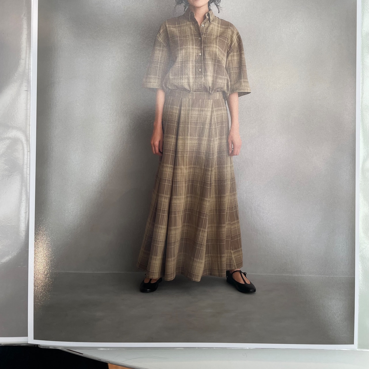 SINME リネンチェックH/Sシャツ