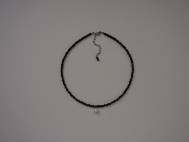 【 WAVE 】onyx × PURE point necklace