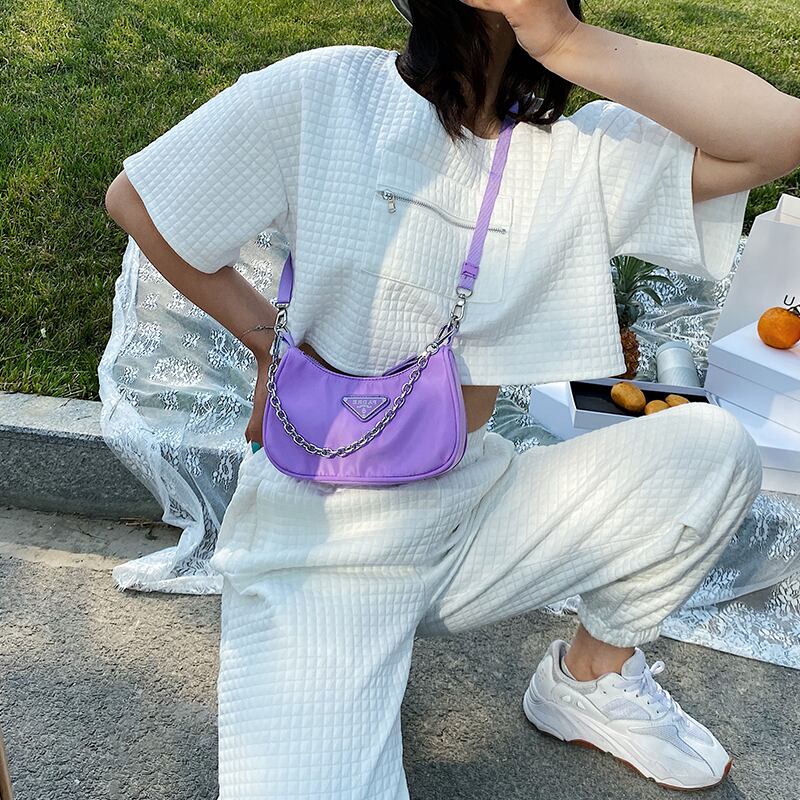 新しい小さなバッグ女性2020年夏新しいeignワイルドショルダーバッグネット赤ファッション紫チェーンクロスボディバッグ Tiancai_Wing_Bag1004759