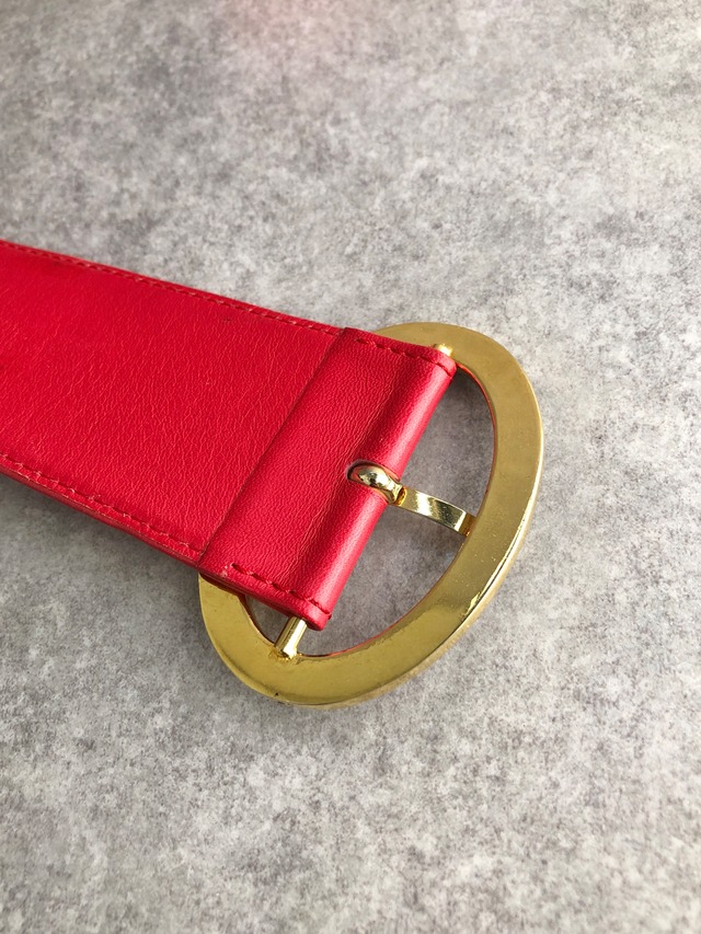 Christian Dior クリスチャン ディオール ベルト レッド オーバル レザー vintage ヴィンテージ オールド x8prhh
