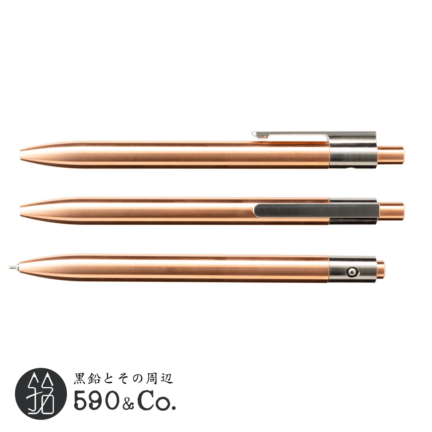 Autmog】36 Click Pen C110 Pure Copper Body 6Al-4V Titanium Clip Round  Nose OHTO Flash Dry Needle Point ISO G2 590Co.