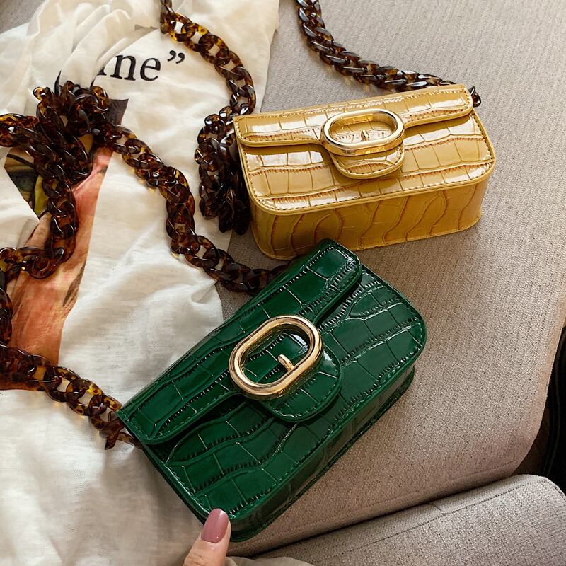 チェーン ショルダーバッグレッド スクウェア メッセンジャーバッグ 手作りハンドバック47073318965