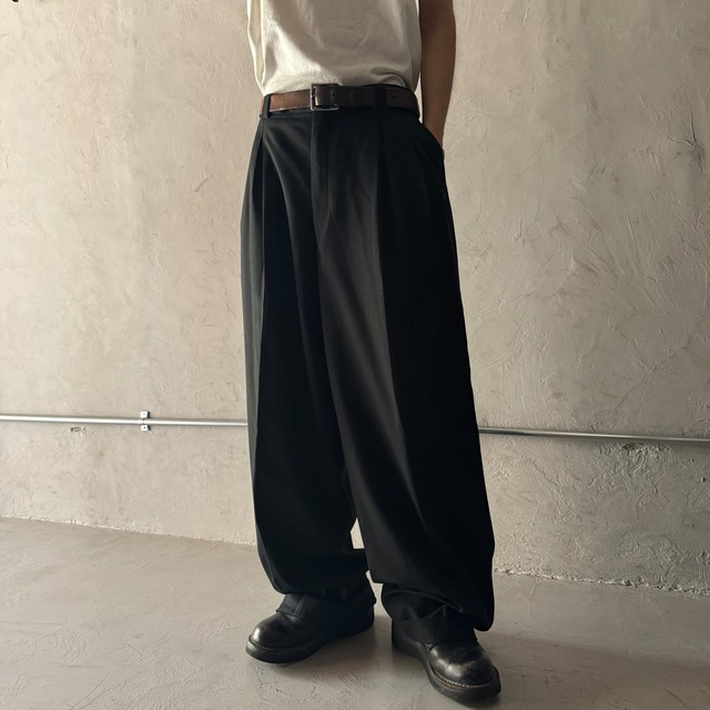 -Giorgio Ferraro- 2tuck wide straight rayon slacks