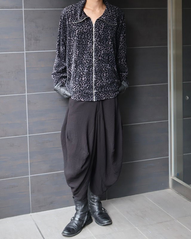 Leopard design velour zip blouson