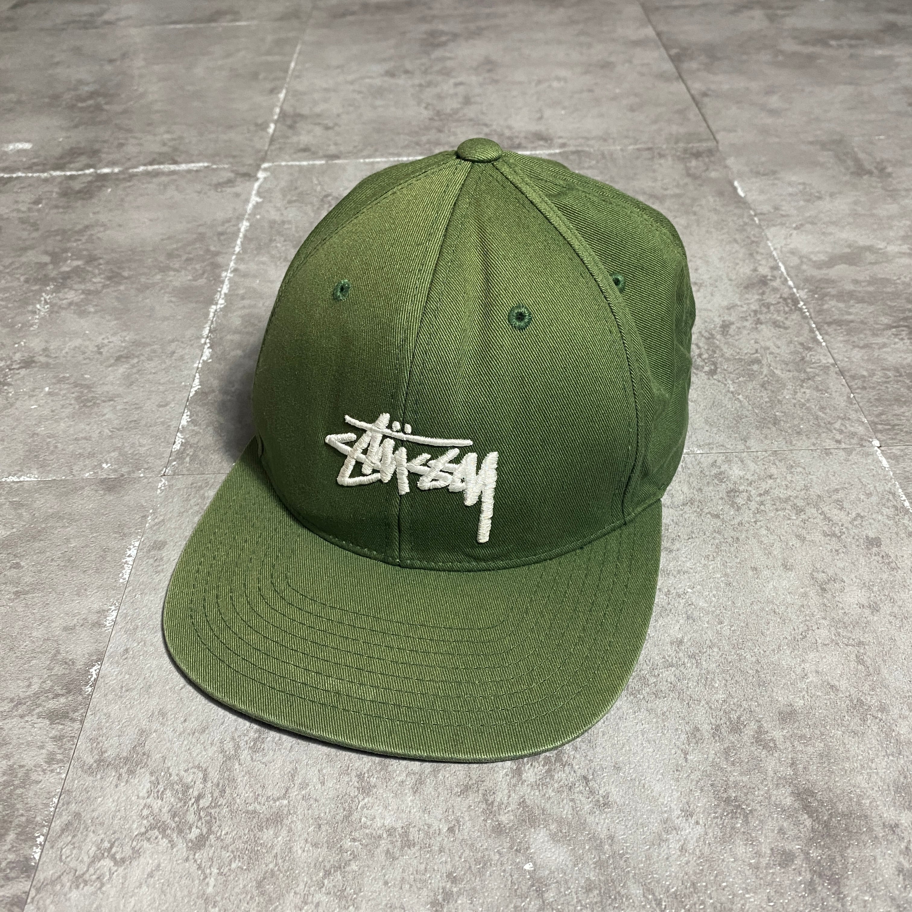 stussy ステューシー 刺繍ストックロゴ フェードグリーン スナップ