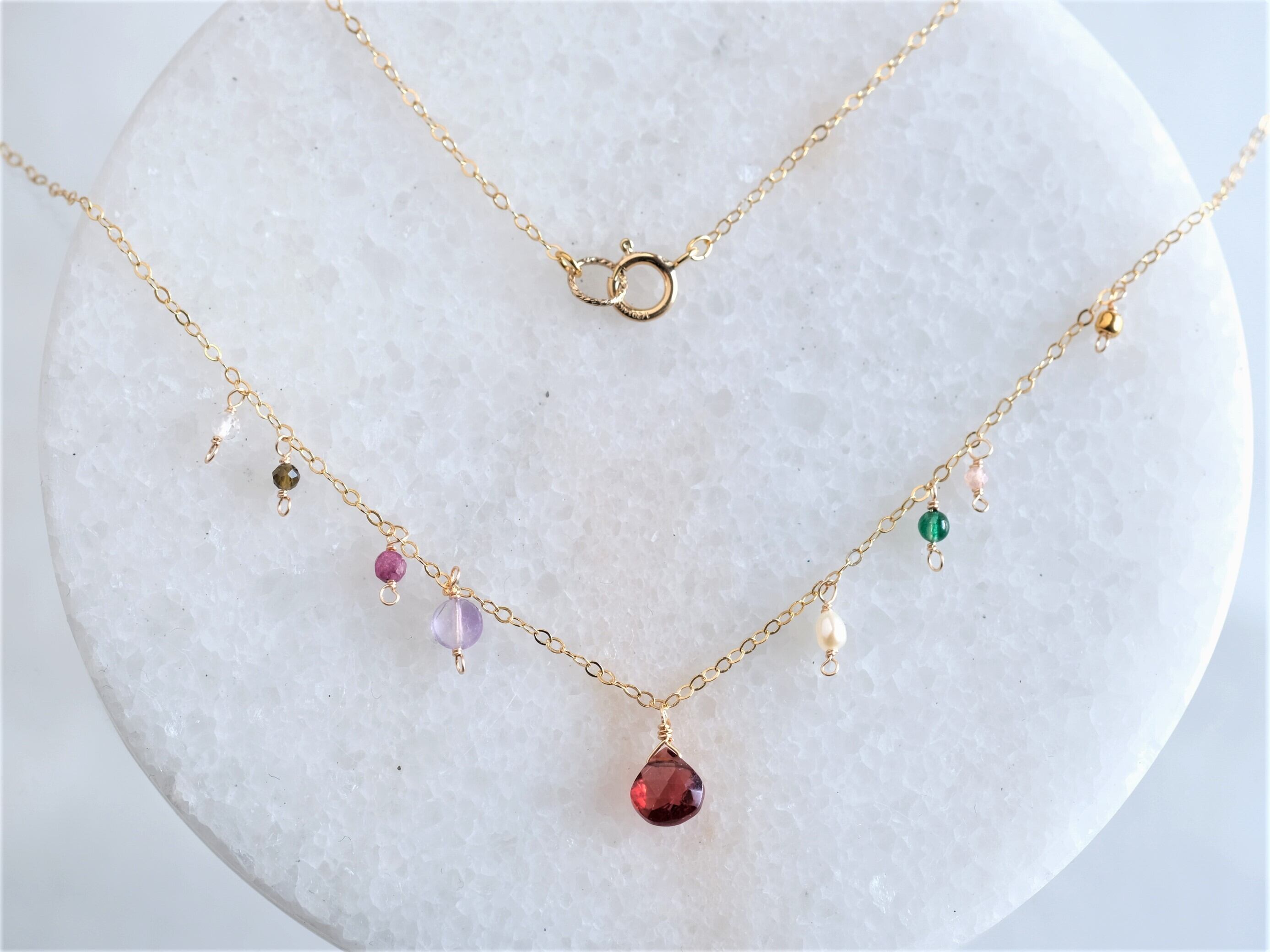 Granatepli necklace：天然石ネックレス レッドガーネット×ルビー