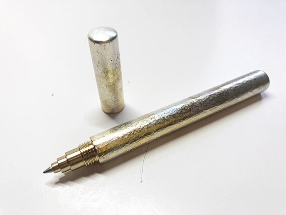 TETZBO 真鍮 万年筆 銀箔 F-Tz 14金ニブ 細字 テツボー TETZBO