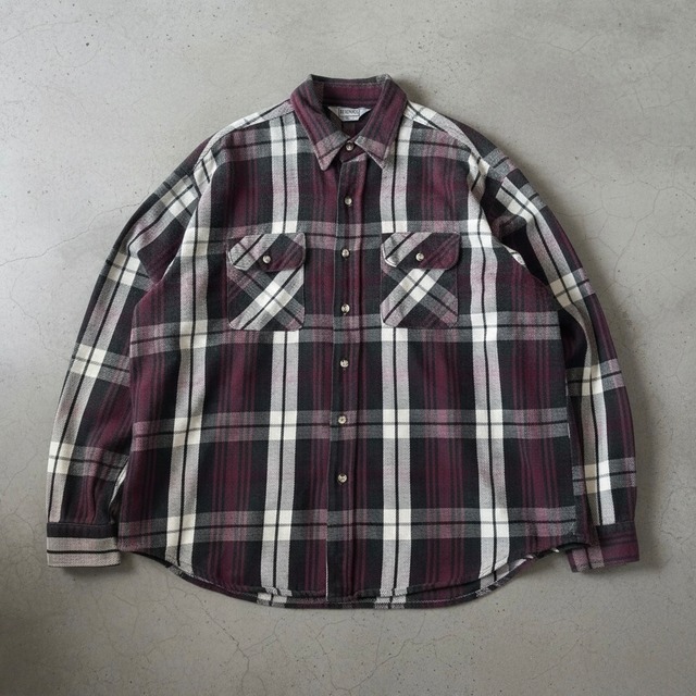80s USA製 five brother ネルシャツ ブラック×パープル XXL ファイブブラザー ヘビネル