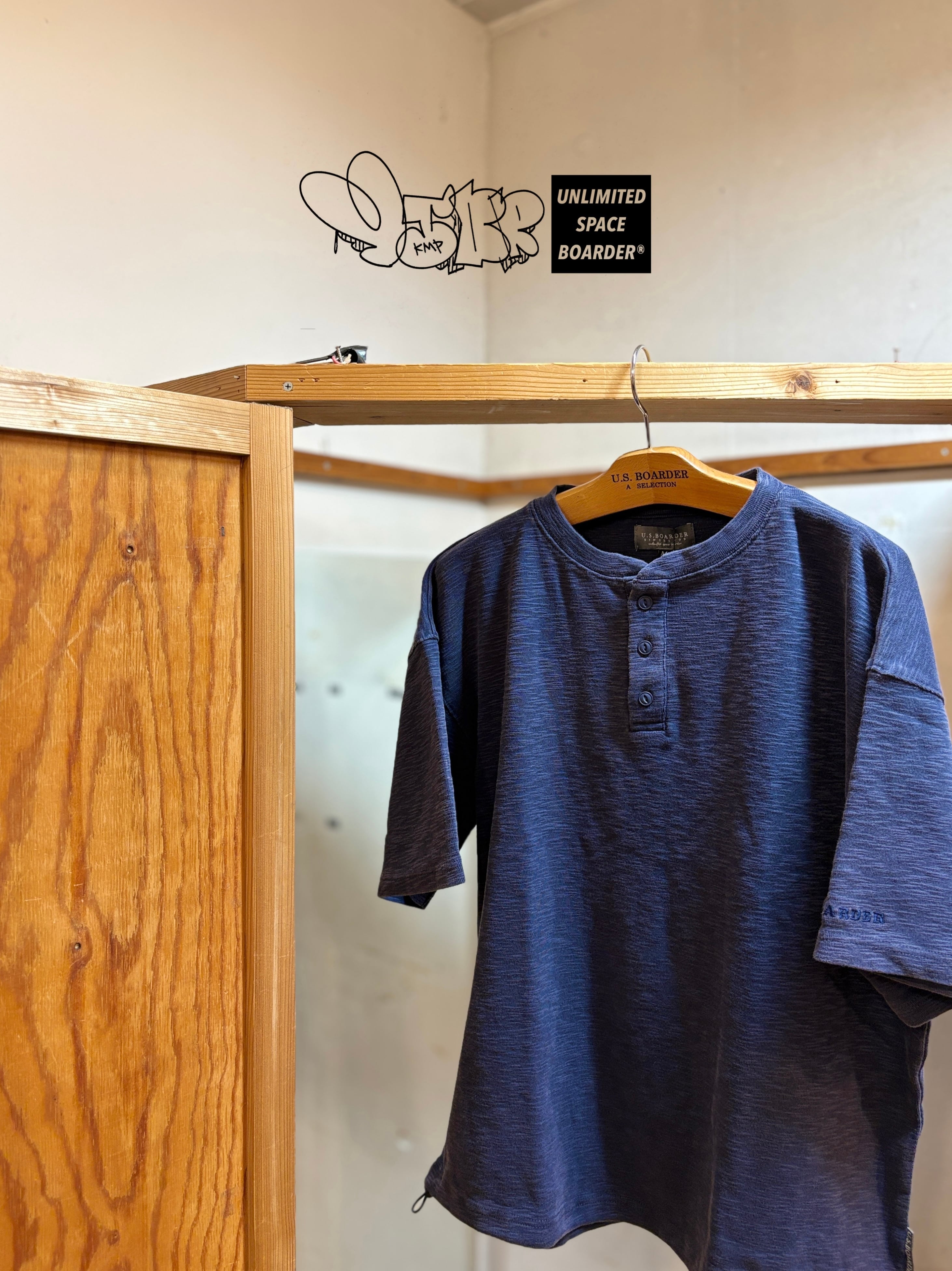 U.S.BOARDER S/S ヴィンテージヘンリーT NVY Navy blue ネイビーブルー