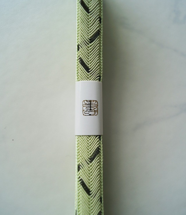 【帯締め】薄黄緑×羊羹色　レース大和組　夏用帯締め　No.250314㉔