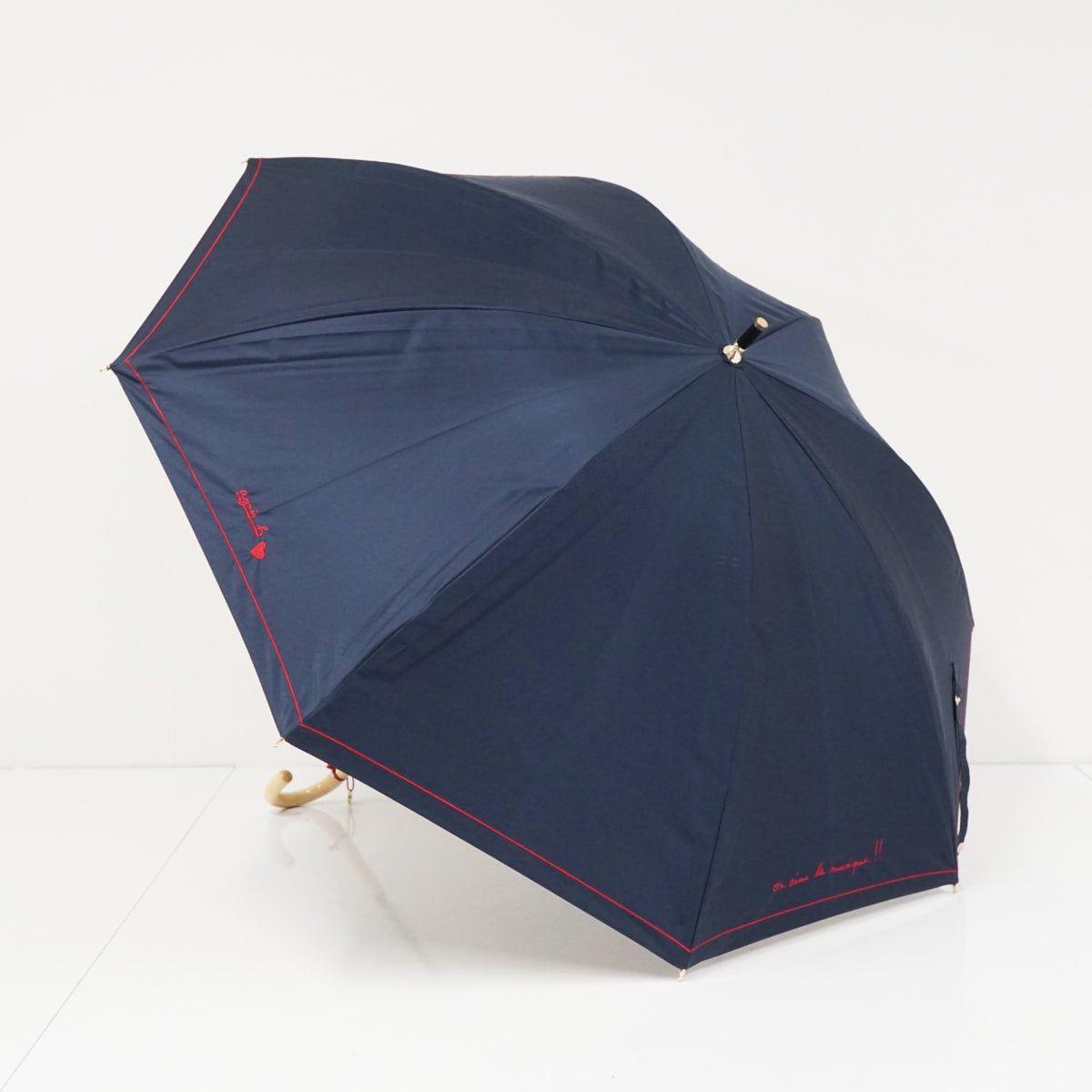 最終価格　agnes b. サマーシールド　日傘　新品　ネイビー柄　タグ別にあり 日傘 agnes b. アニエスベー USED美品 サマーシールドLII 刺繍