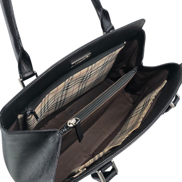 BURBERRY バーバリー ハンドバッグ ブラック ロゴ レザー 型押し vintage ヴィンテージ オールド jieesi