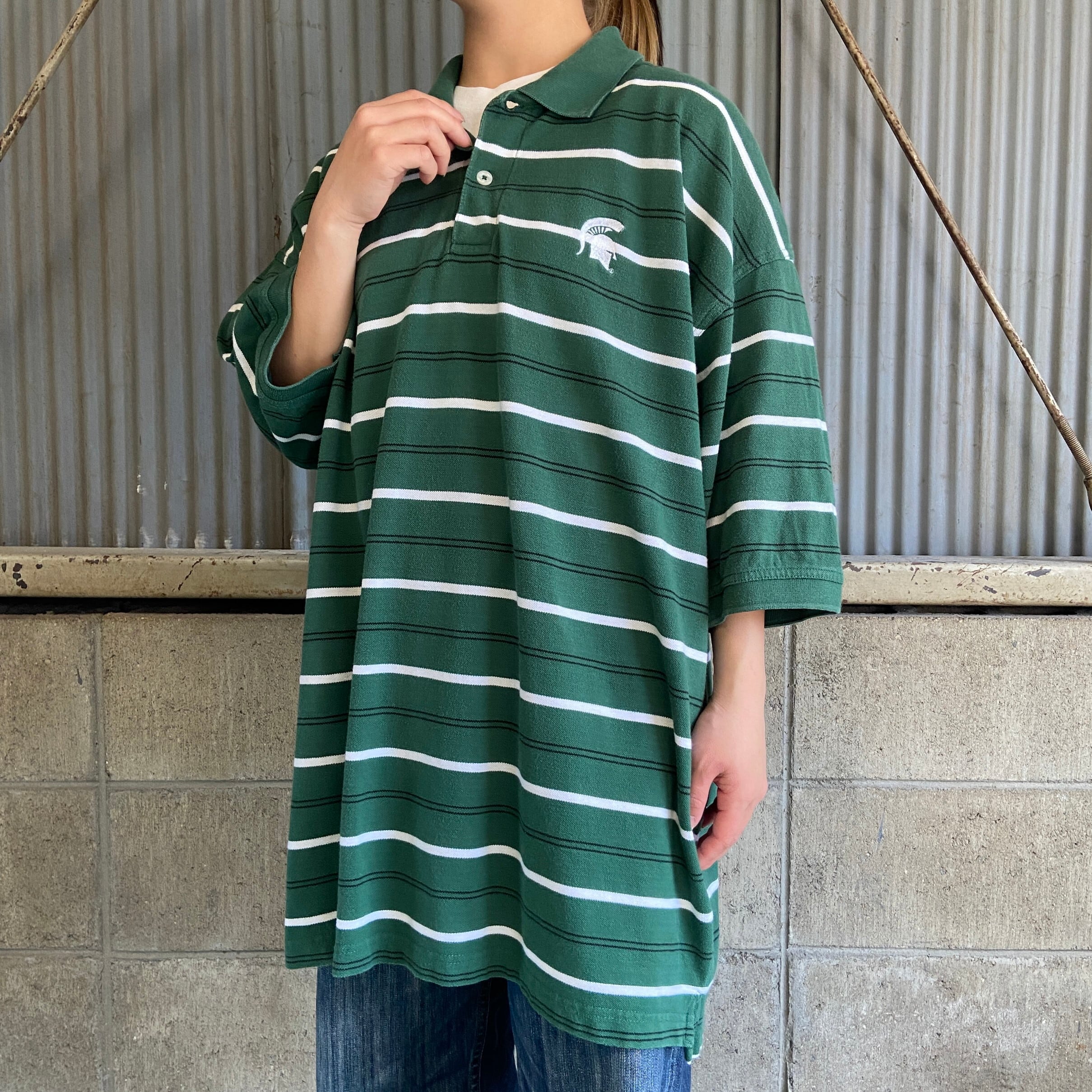 CRABLE SPORTSWEAR カレッジチーム ロゴ刺繍 ボーダー柄 鹿の子