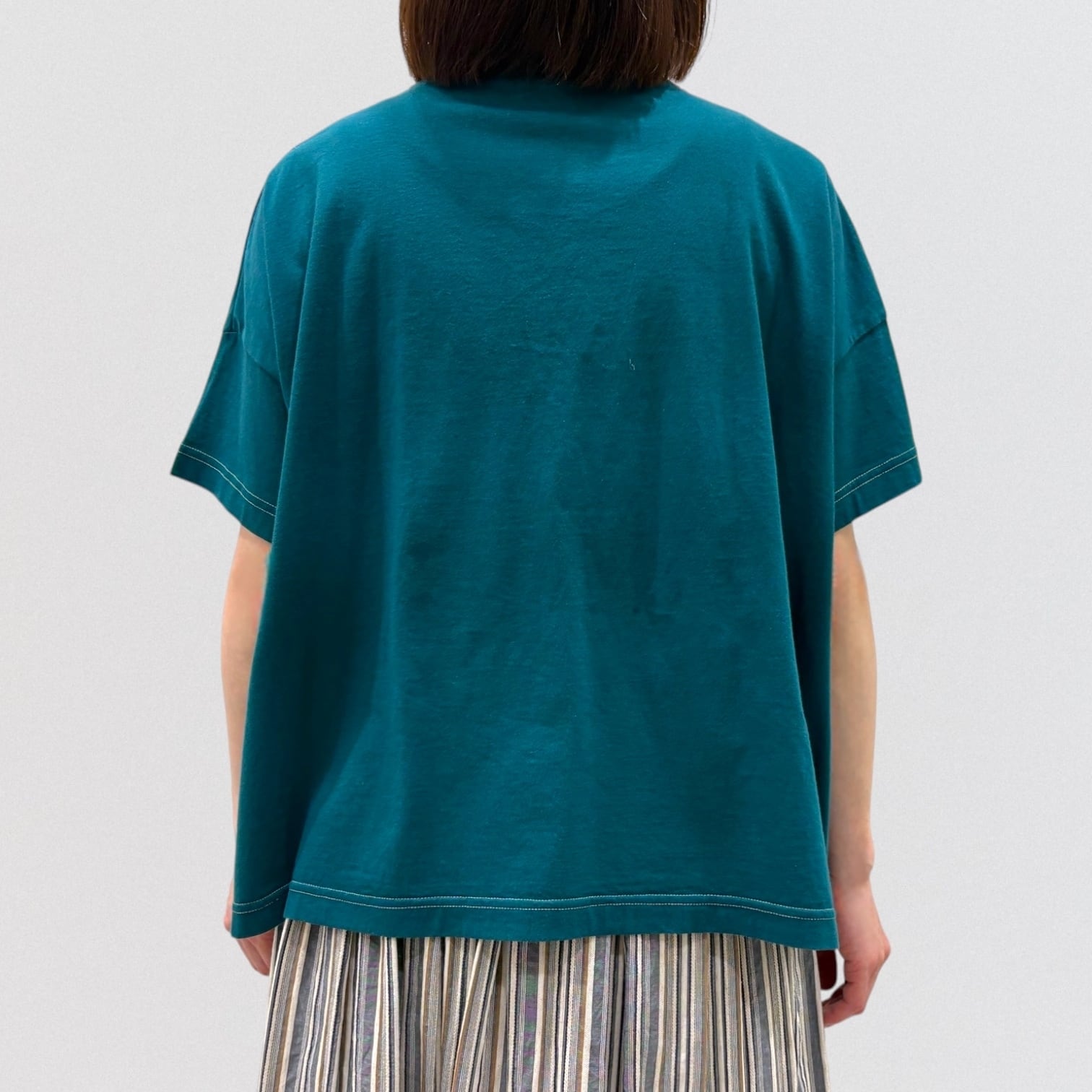 vm natural soft jersey contrast stitch loose Tee | CoCo Cuore