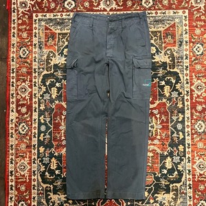 00s ドイツ ヴィンテージ ワークパンツ カーゴパンツ Gr48 W84cm ワークウェア ドイツ軍 ミリタリー規格 ユーロ モールスキン ブルー 90s