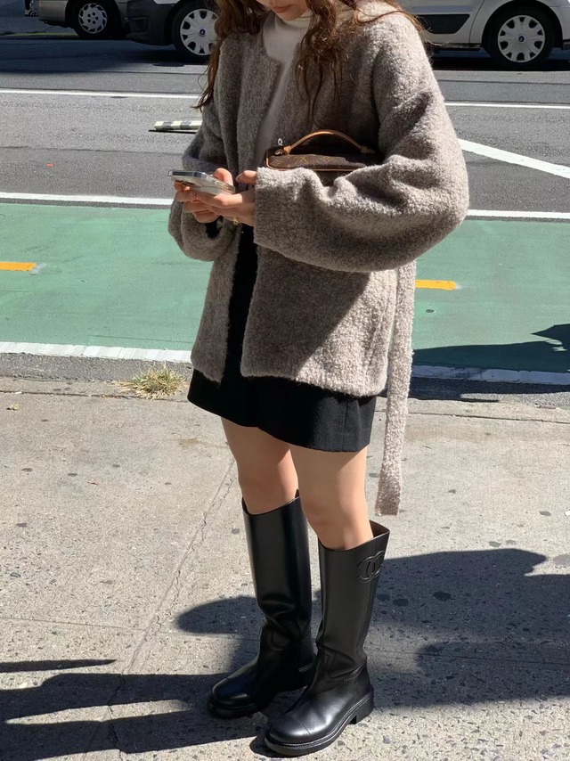 (即納) LIFFEY / Elle boucle cardigan 2color