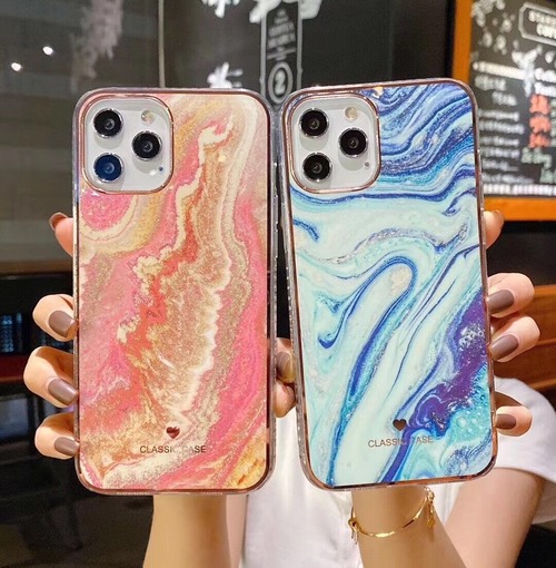 大理石風 グラデーション マーブル模様 ピンク ブルー スマホケース カバー iphone12 iphone12Pro MAX iphone12mini iphoneSE2 iphone7 8 Plus X XS XR 11 Pro MAX