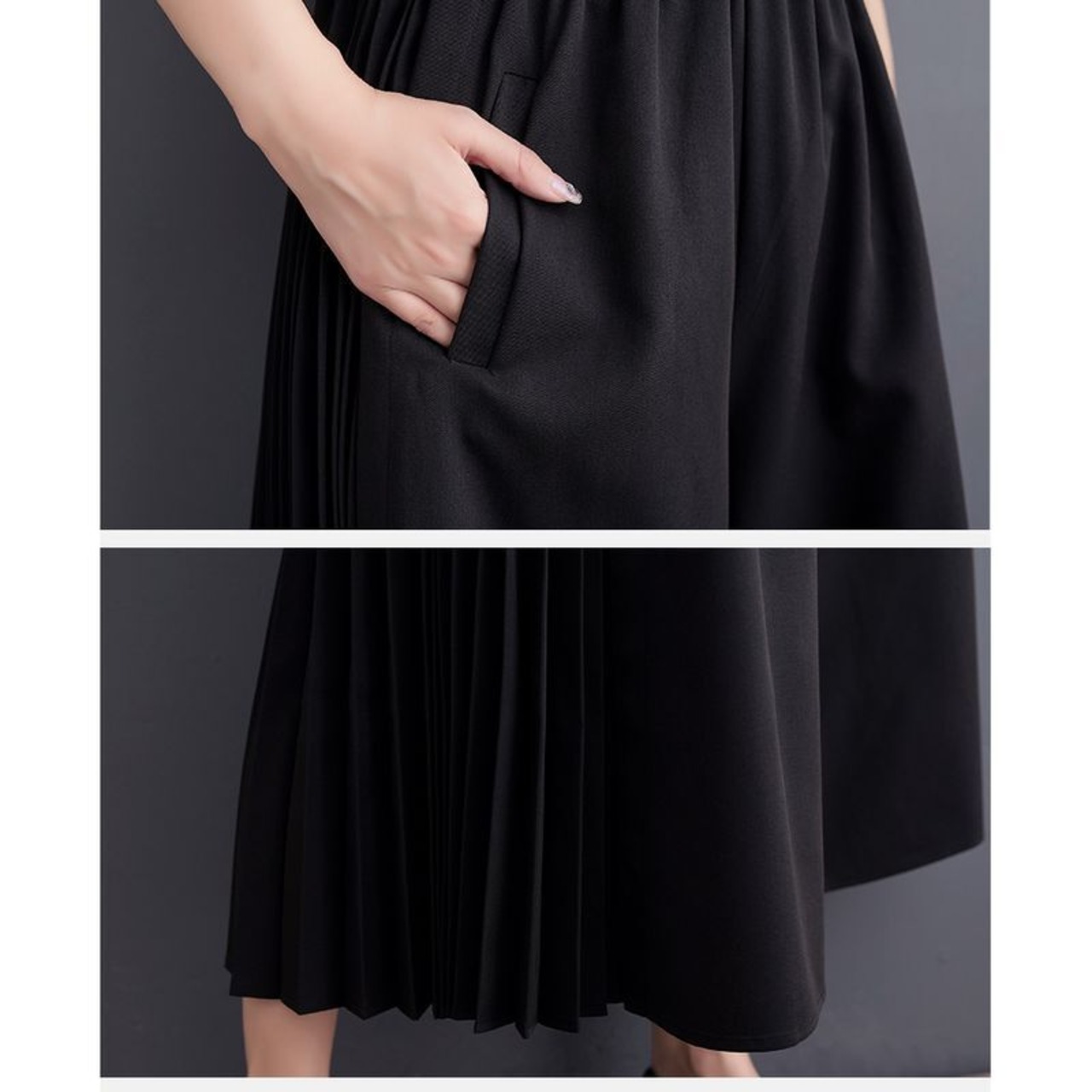 プリーツ切り替え ワイドパンツ 00212