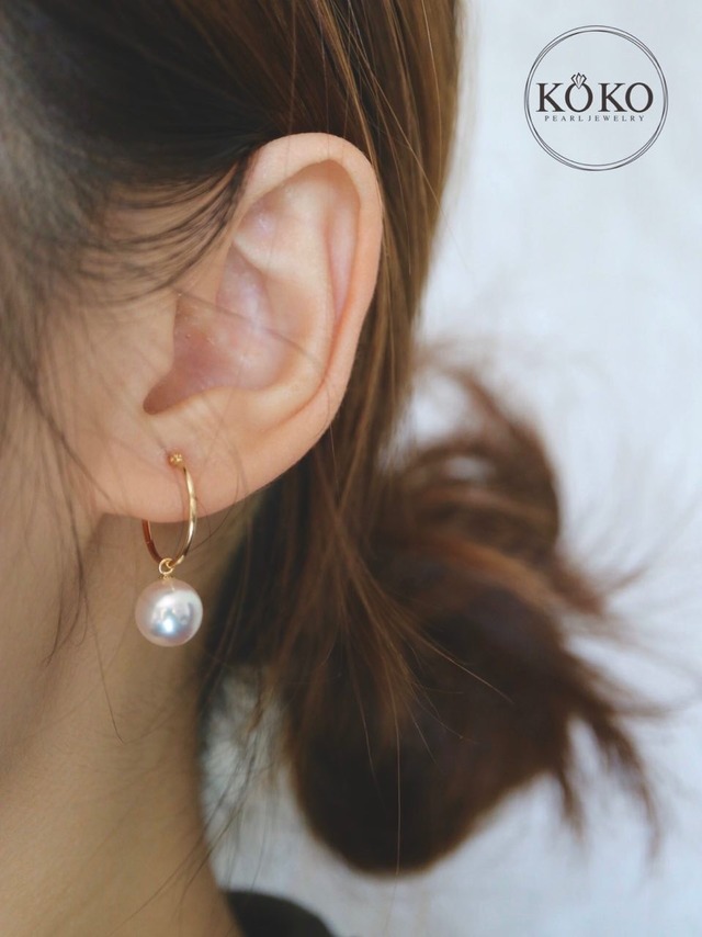 KOKO PEARL JEWELRY 8-8.5mm akoya pearl classic earrings round ear hoops |  KOKO PEARL JEWELRY