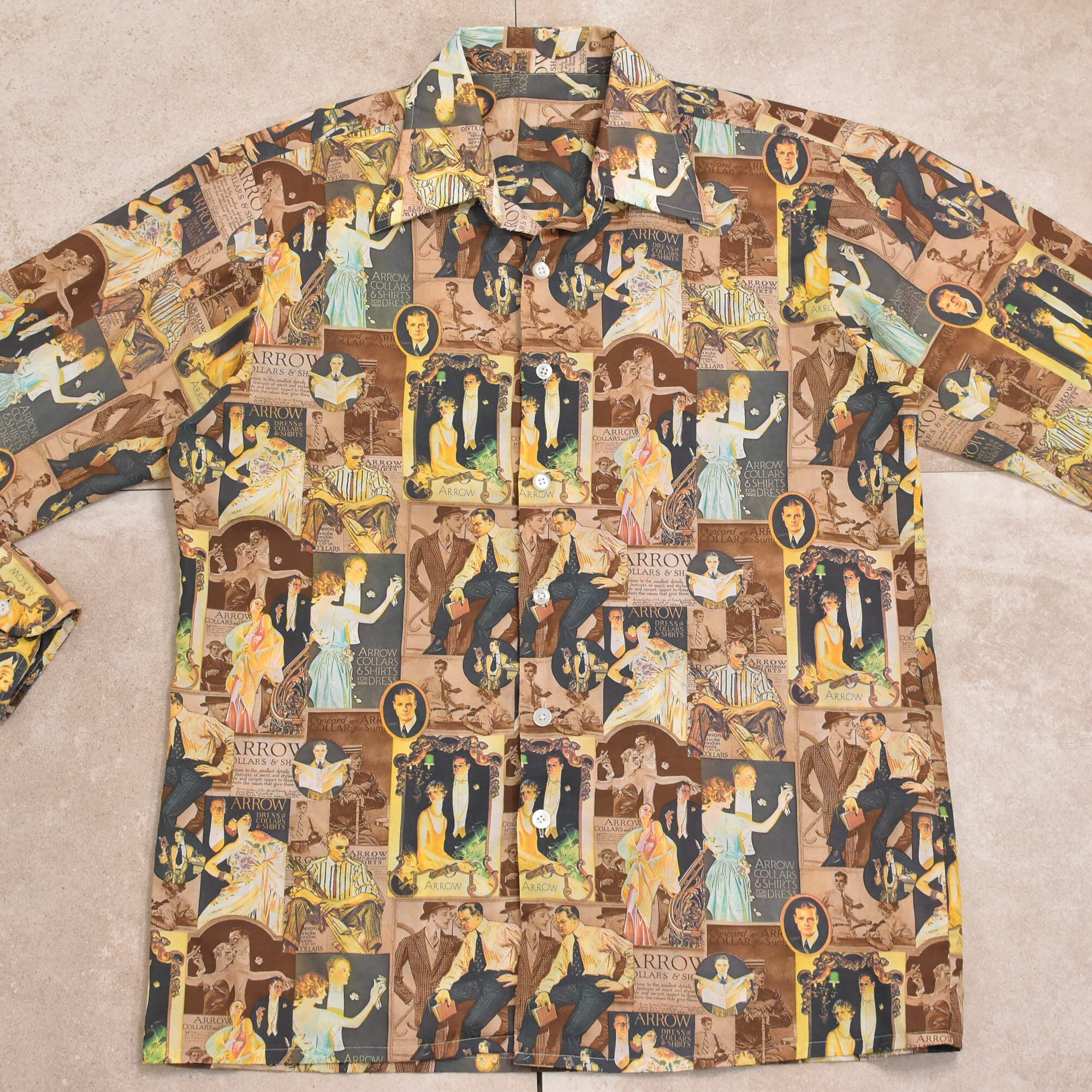 70s J.C. Leyendecker The Arrow Collar Man pattern poly shirt