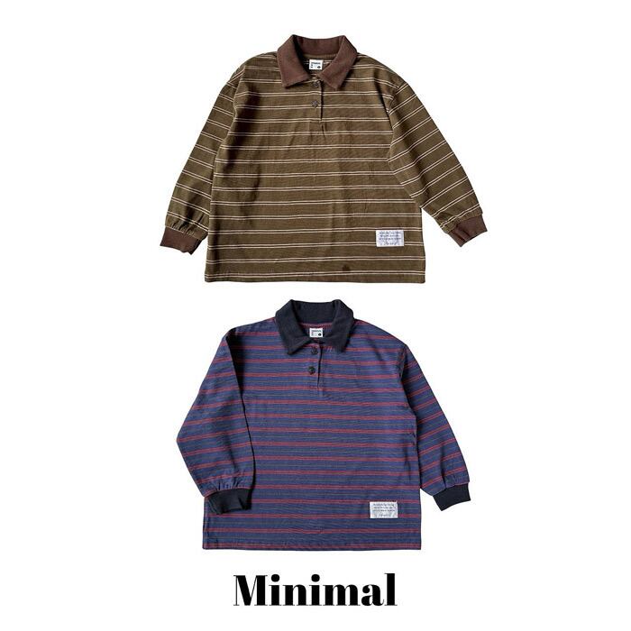 【Jr.size】striped collared tee【minimal】※9月中旬〜下旬発送予定
