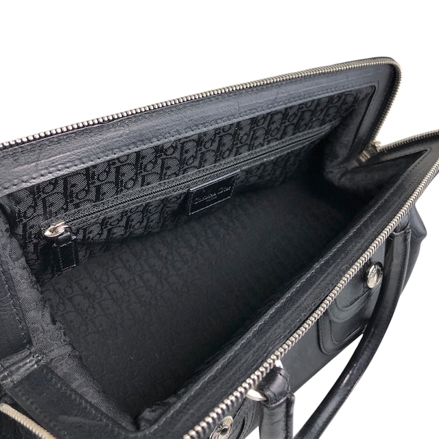 Christian Dior クリスチャン ディオール ハンドバッグ ブラック Dロゴ レザー vintage ヴィンテージ オールド ntaxds