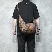 real leather patch work shoulder bag
