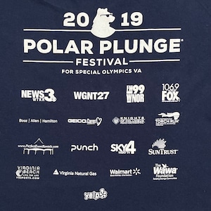 【ANVIL】3XL ビッグサイズ ポーラープランジ 飛び込み イベント系 Tシャツ RPOLAR PLUNGE FESTIVAL バックプリント スポンサー 企業ロゴ ネイビー 半袖 US古着