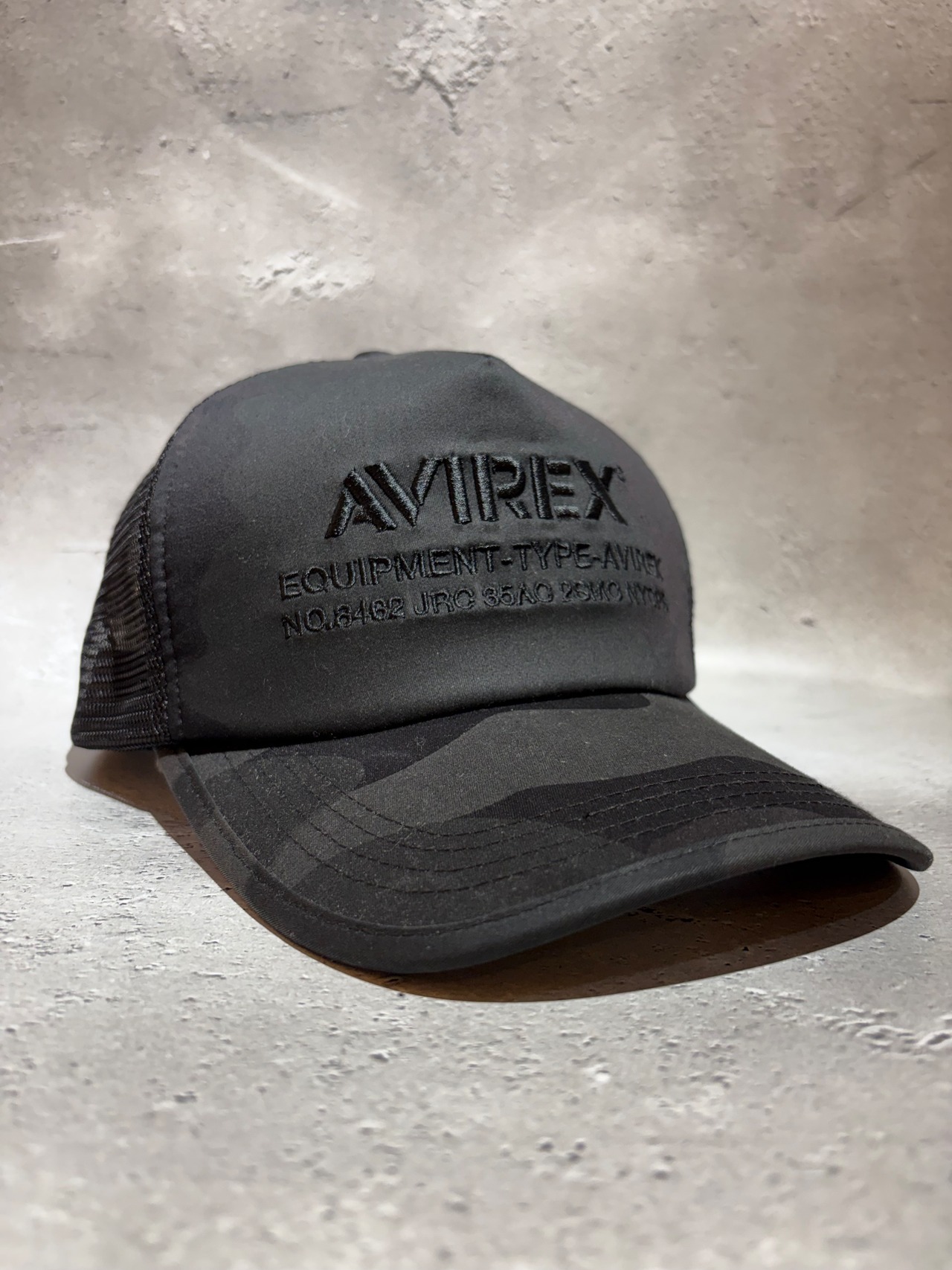 AVIREX / アヴィレックス NUMBERING MESH CAP  メッシュキャップ ブラック×ブラックカモ ビックサイズ