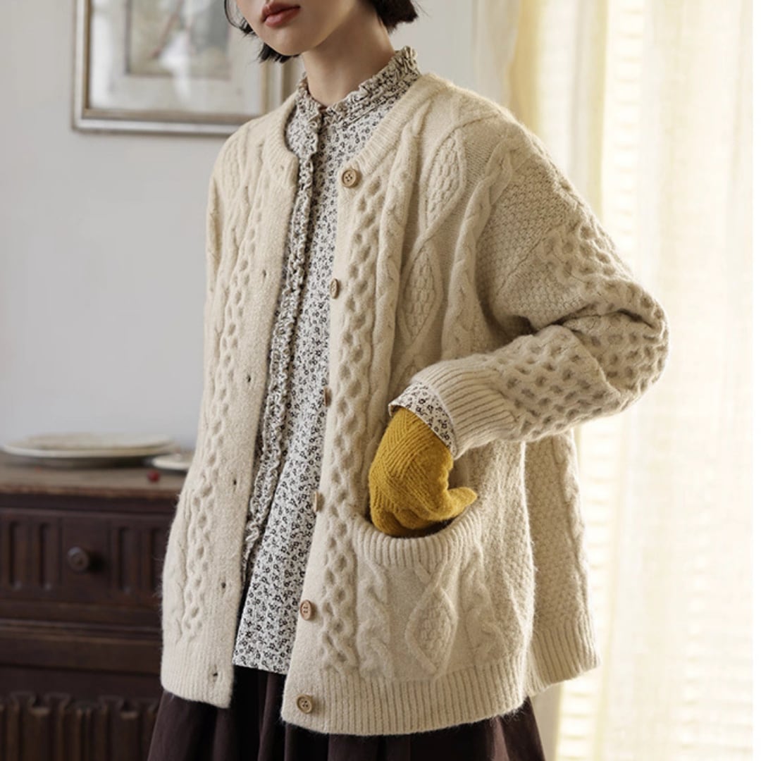 レトロニットカーディガン F3859