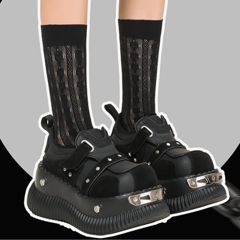 プラットフォームソールスタッズ装飾スリッポン 2color SH0125