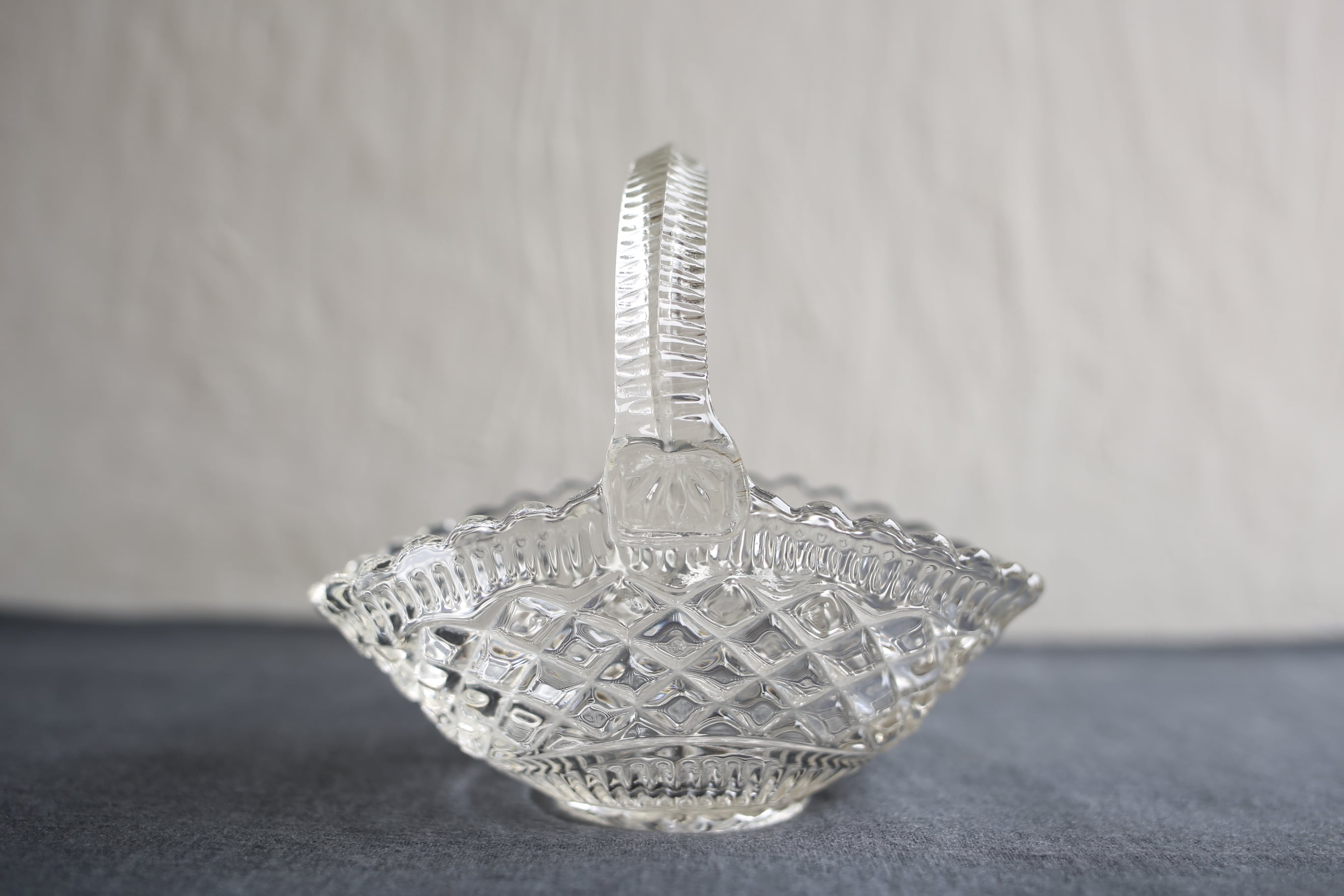 フランス アンティーク ヴィンテージ 小さなガラスのパニエ N-02250