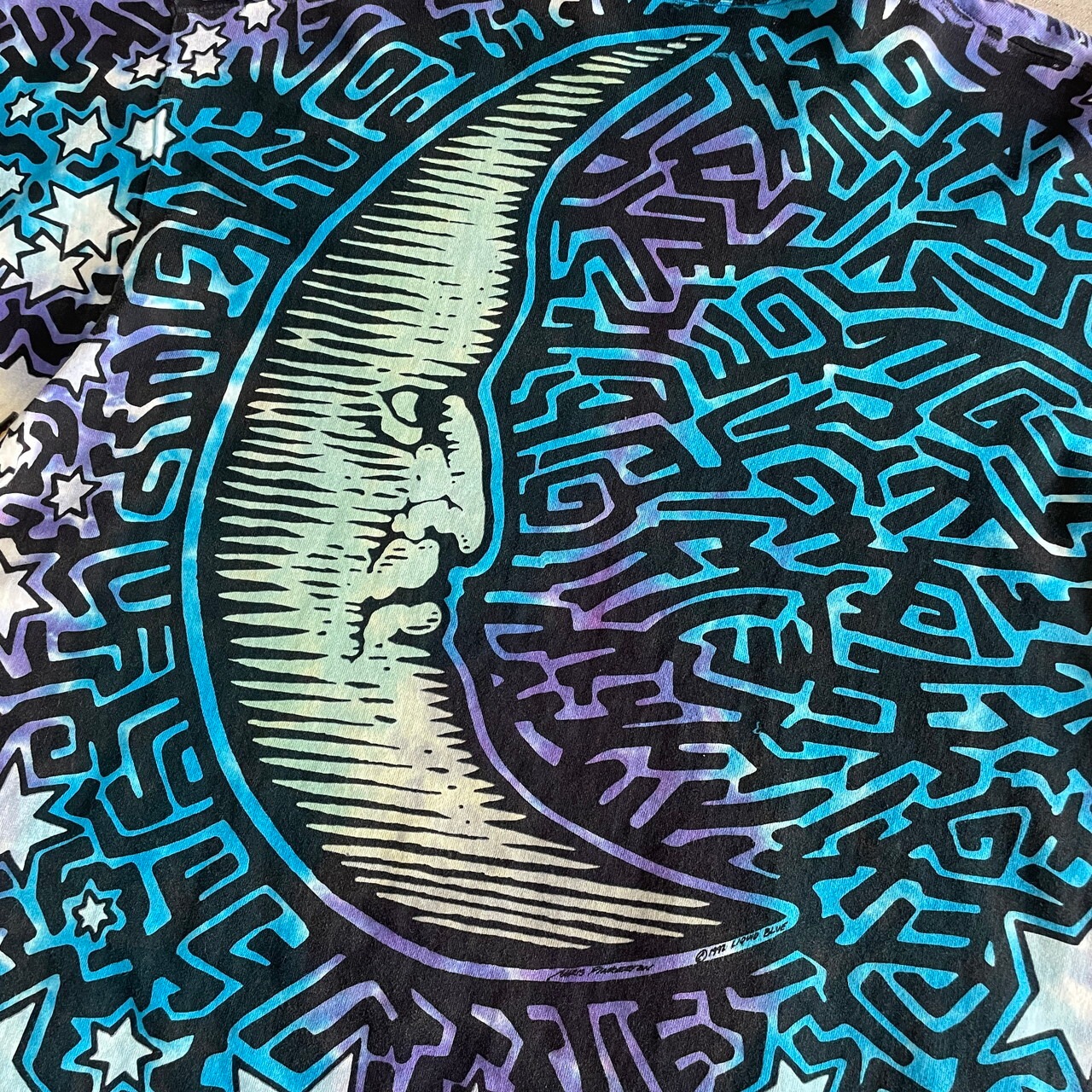 90年代 LIQUID BLUE SUN&MOON アート オールオーバープリント Tシャツ 