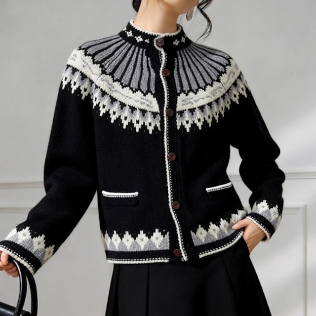 ヨーク柄 スタンドカラー カーディガン 238823