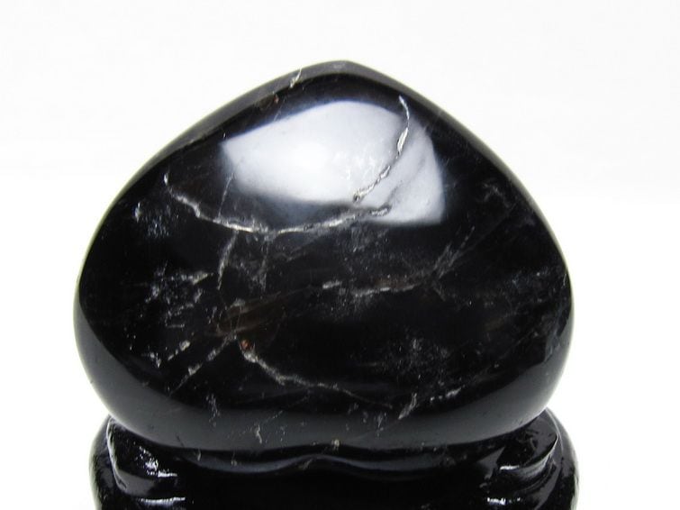 モリオン 置物 黒水晶 ハート 台座付属 一点物 155-1041 | 天然石
