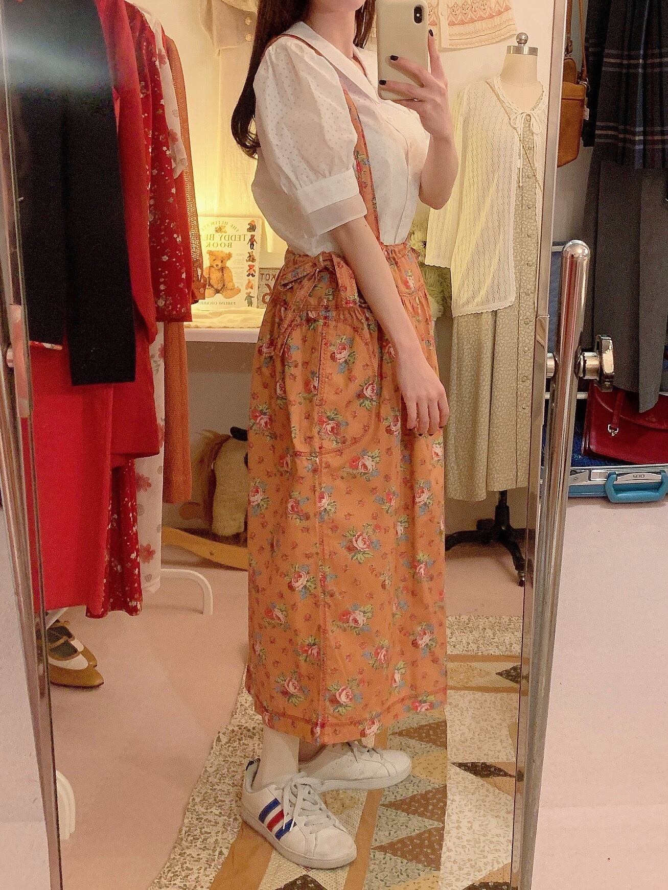 / orange rose cotton strap skirt