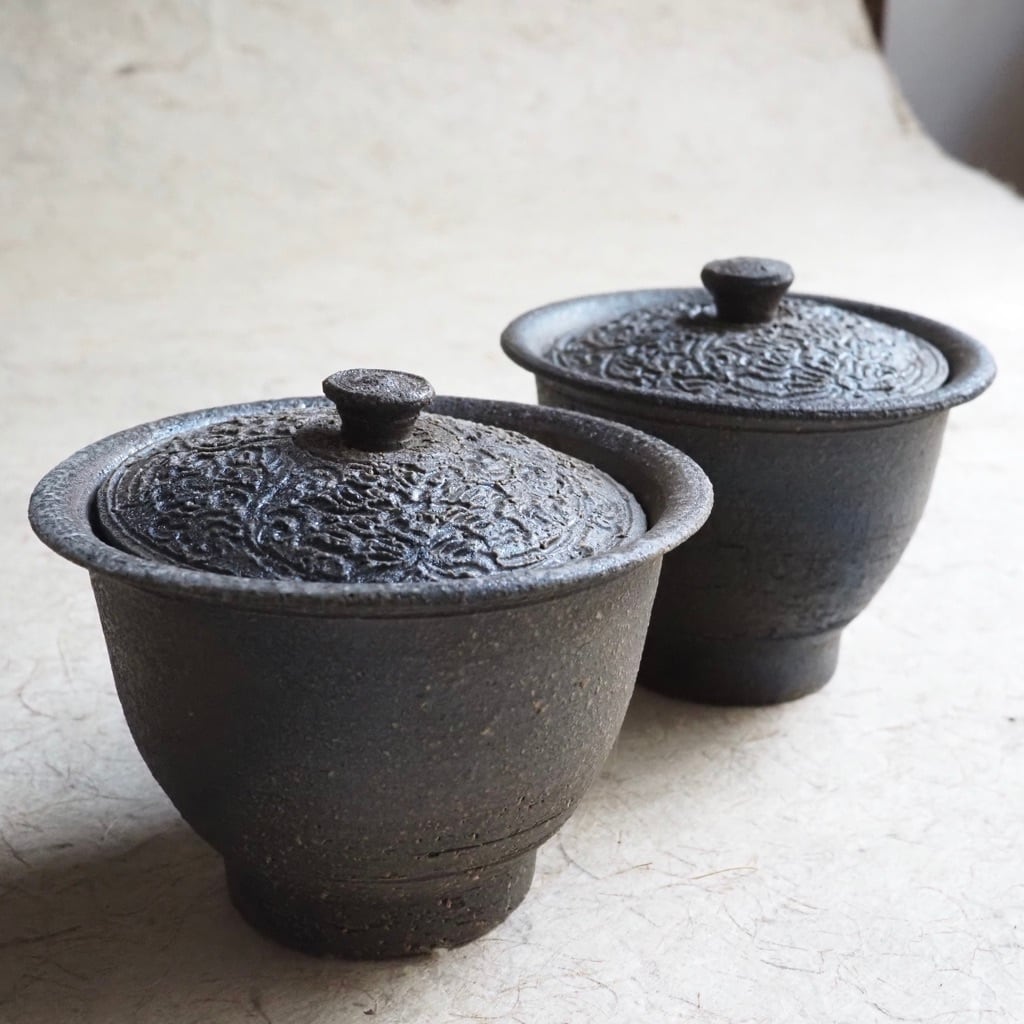 土本訓寛・久美子/焼締 陰刻 蓋碗