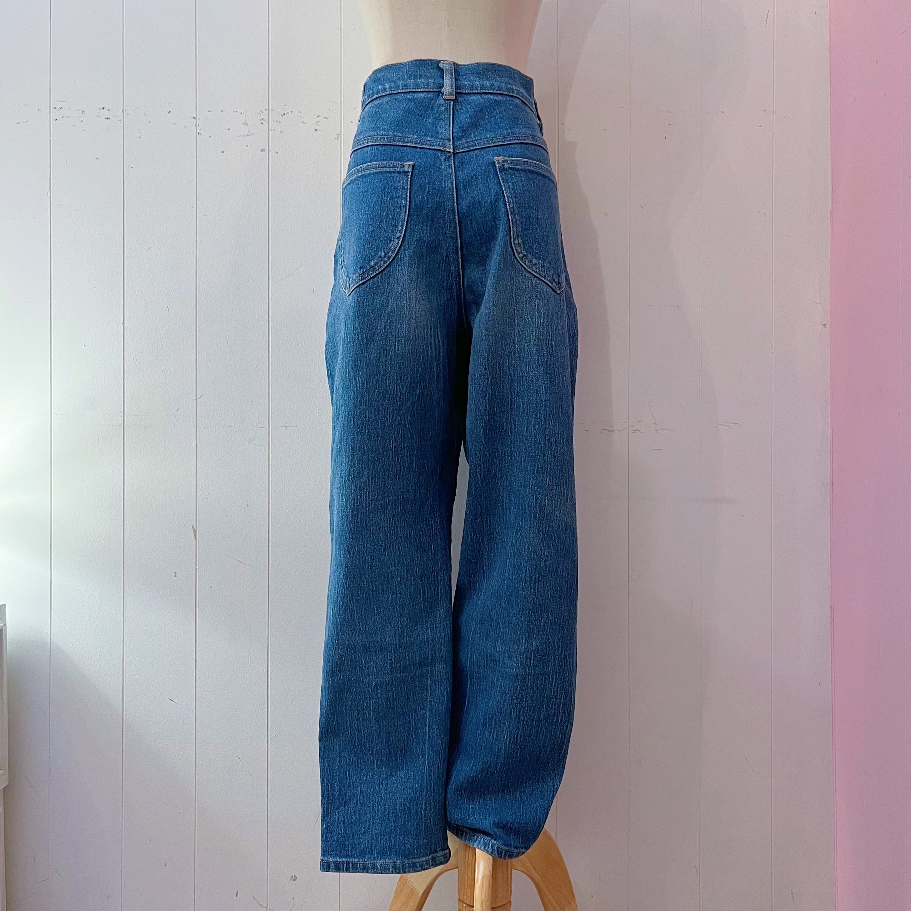 butterfly embroidery denim pants