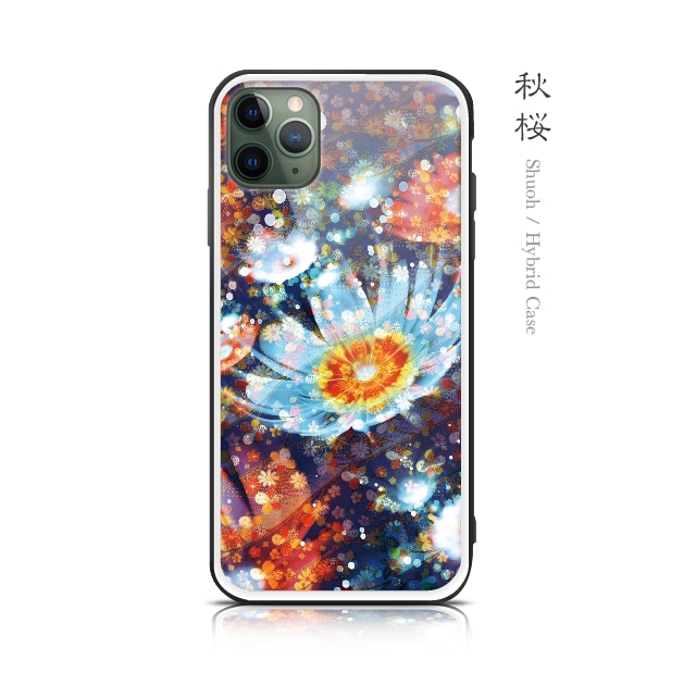 秋桜 - 和風 強化ガラスiPhoneケース