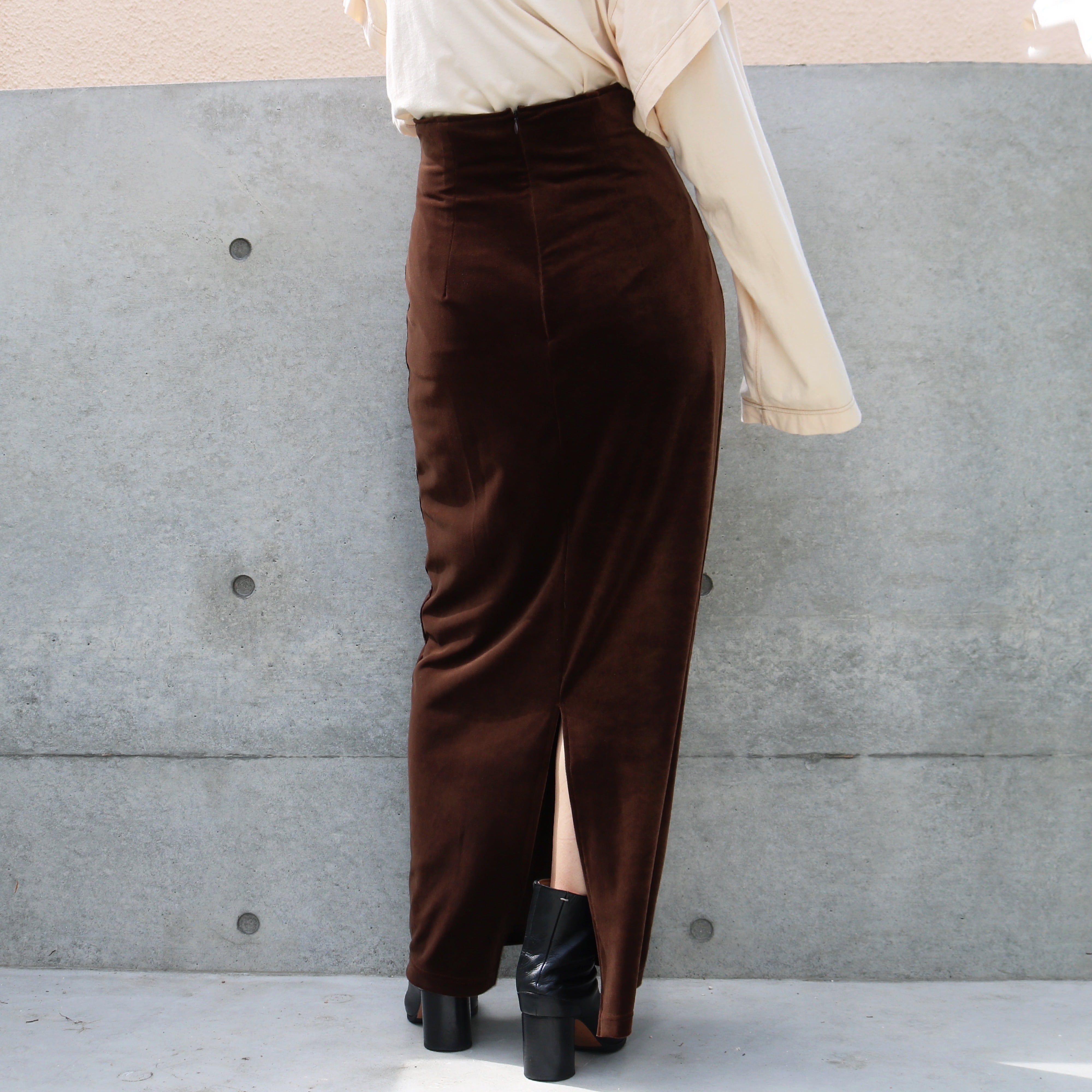 high-waist velours skirt -made in Japan - | aéré 