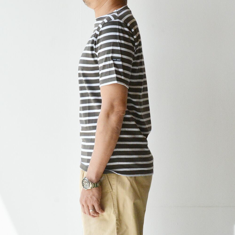 セントジェームス SAINT JAMES 薄手ボーダーシャツ半袖(PIRIAC)TAUPE/GRISCLAIR