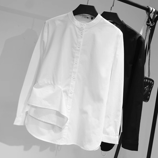 【アシンメトリーフリルデザインシャツ】P00185