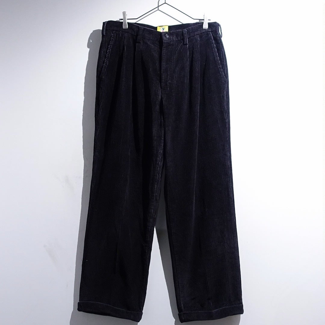 90s "Duck Head" Black 2-Tuck Wide Straight Double Corduroy Pants