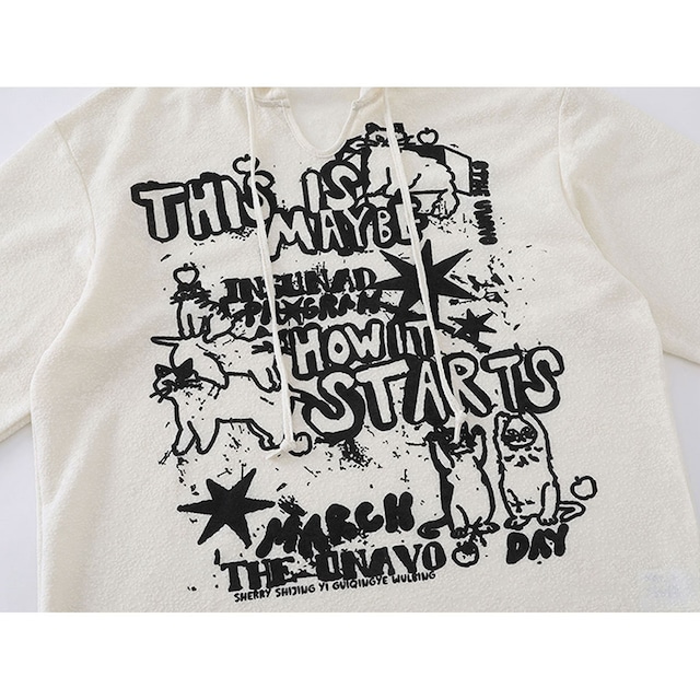 ペイントアートデザインフーディカットソー R00790