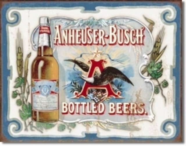 1519　アメリカンビール　バドワイザー　ブリキ看板　サインボード