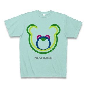 MR.HUGE DOUBLE LINE BEAR（ダブル　ライン　ベア）PRINTED Tシャツ　アクア×グリーン