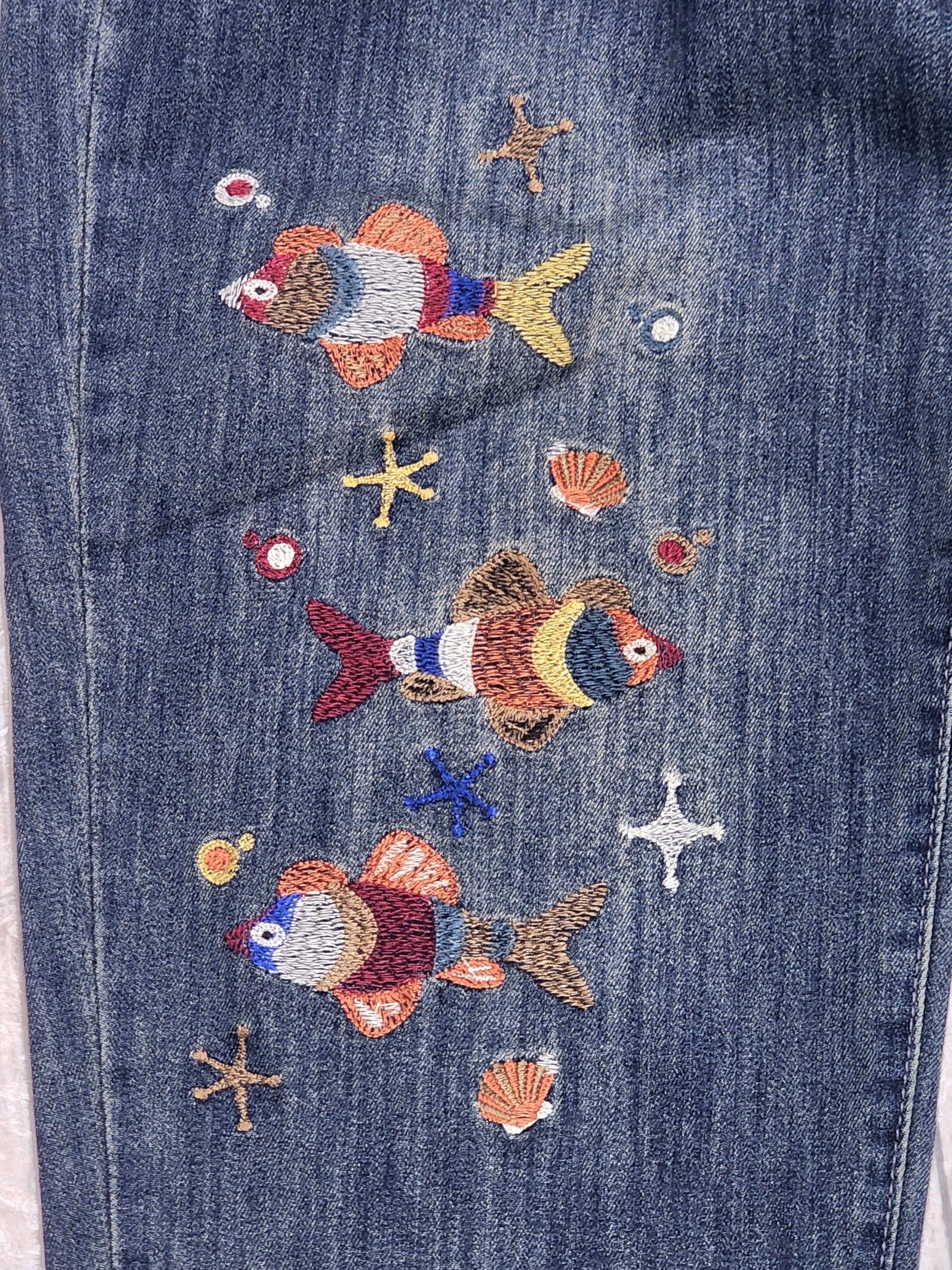 魚刺繍のデニムパンツ | ワンダフル商会